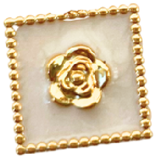 White Square with Gold Flower HF033