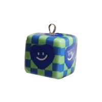 Green & Blue Checkered Smiley Cube BC028