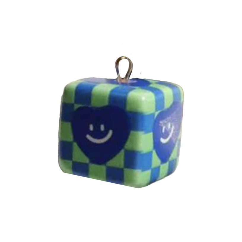 Green & Blue Checkered Smiley Cube BC028