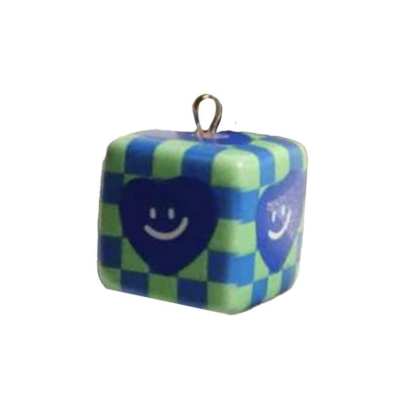 Green & Blue Checkered Smiley Cube BC028