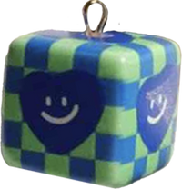 Green & Blue Checkered Smiley Cube BC028