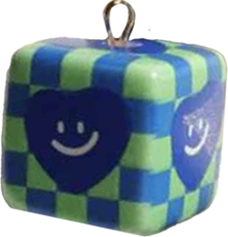 Green & Blue Checkered Smiley Cube BC028