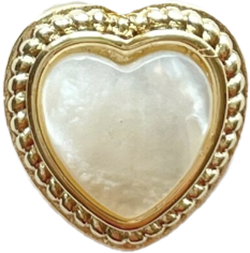 Small Mother of Pearl Heart Gold Border HF004