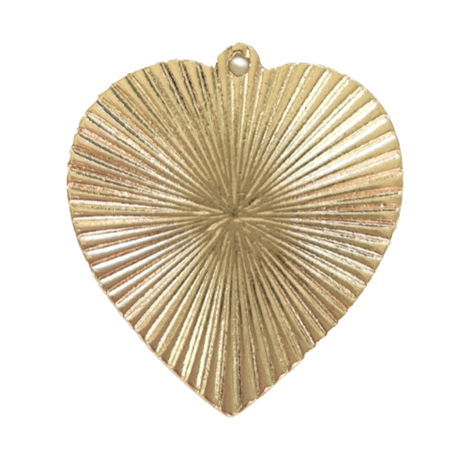 Focal Bag Charm: Oversized Ribbed Heart Pendant P023