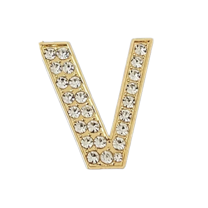 Pave Letter V Bag Charm BC052