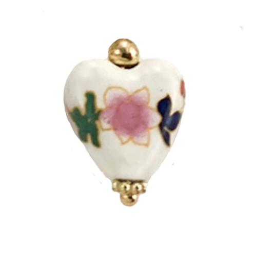 Porcelain White Pink & Green Heart HF019